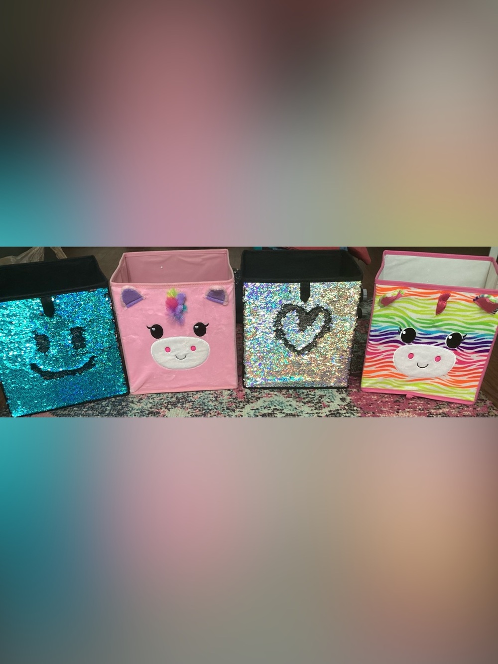 Kids Pink Unicorn Storage Bin - Soft Fabric Organizer